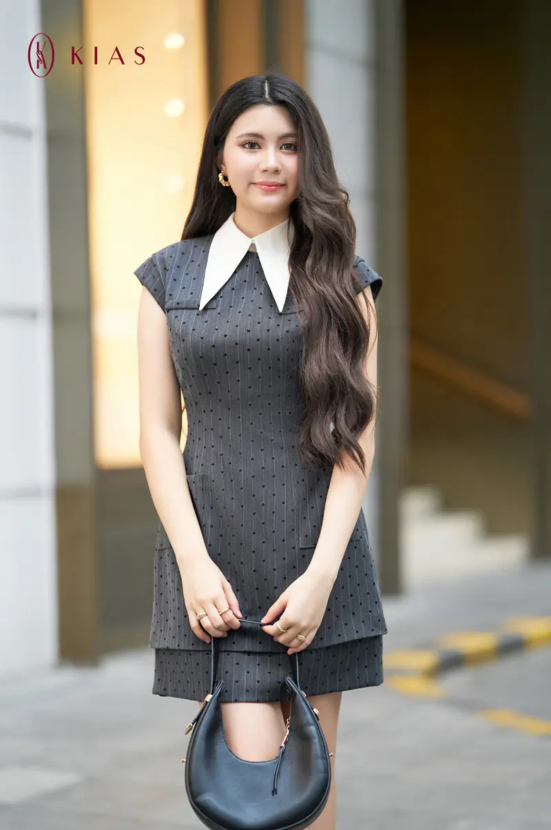 Váy kẻ tim chì Hạt Dẻ - L15